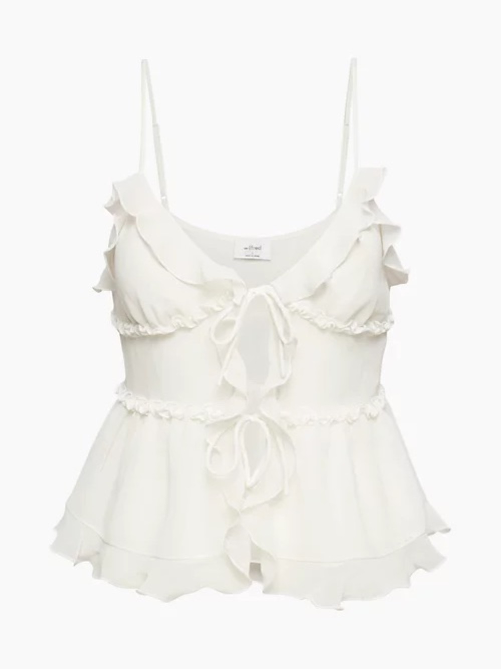 Aritzia Wilfred AMORE CAMISOLE Light Birch Ruffle-Trim M